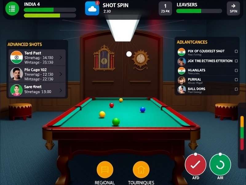 Delhi Pool Titans gameplay screenshot showing realistic pool table and controls