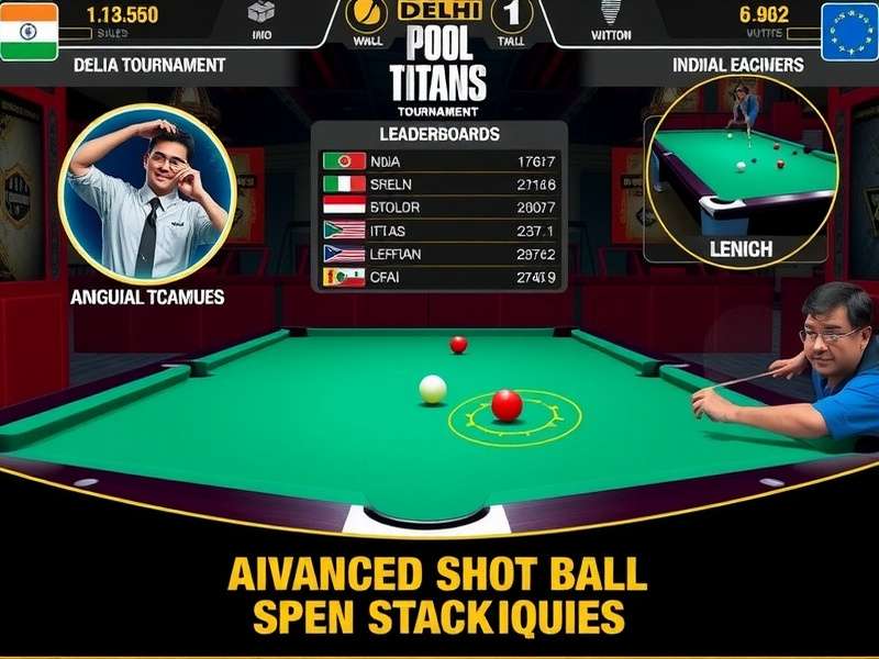 Advanced shot techniques in Delhi Pool Titans showing ball spin and trajectory
